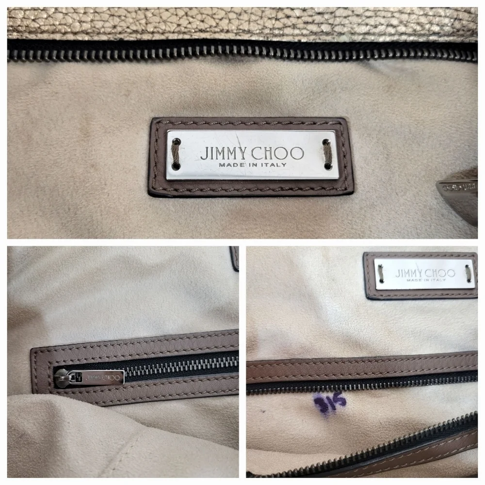 Jimmy Choo Zoe Gold Leather & Snakeskin Hobo